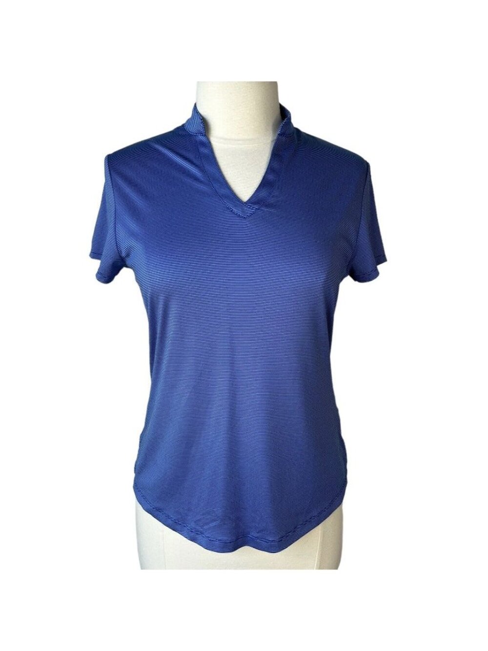 Callaway Golf Polo‎ Shirt Womens Medium Blue Tennis OptiDri Striped Summer